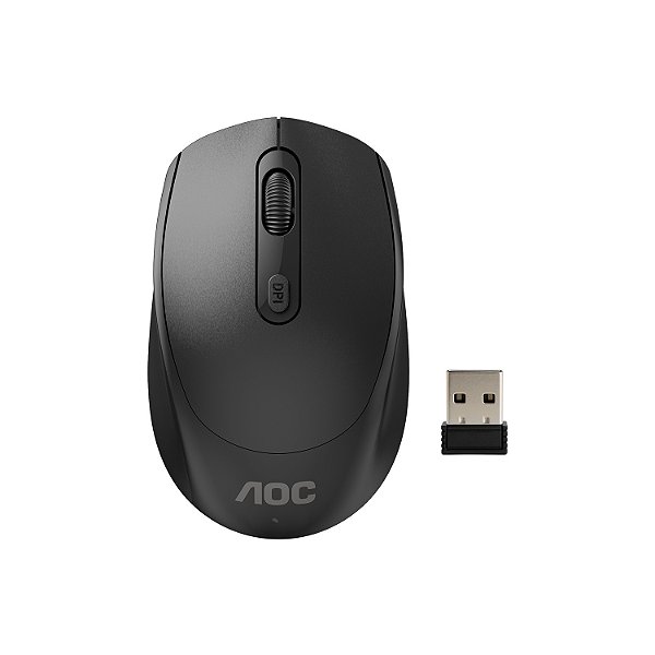 Mouse Sem Fio 2.4GHz com DPI Ajustável e Conexão USB - Preto - AOC