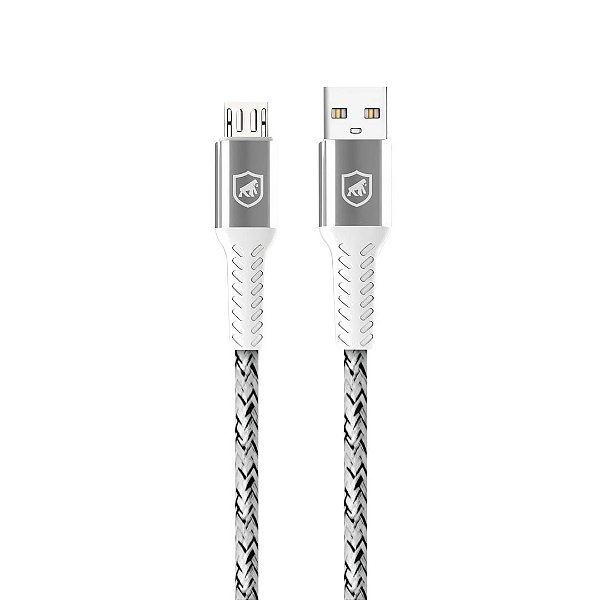 Cabo Nylon Kevlar Micro USB V8 / USB-A - 1,5M - Branco - Gshield