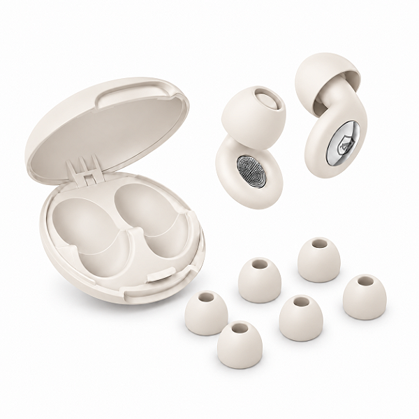 Tampão de Ouvido Earplugs Shield Calm para Proteção Auricular com Tubo de Filtro Acústico e Redução de Ruído - Off-white - Gshield