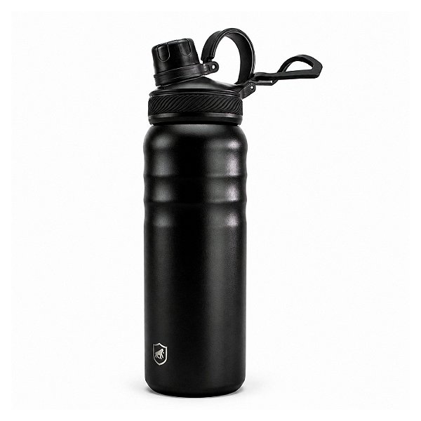 Garrafa Térmica Aço inoxidável de Parede Dupla 700ml, Quente ou Frio, Antivazamento com Alça de Silicone -Preta - Armor - Gshield