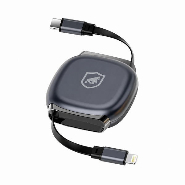 Cabo Retrátil Tipo C / Lightning 27W Fast Charge 1M, Transferência 480Mb/s, Compatível com iPhone, iPad e Centrais Automotivas - Victus - Gshield