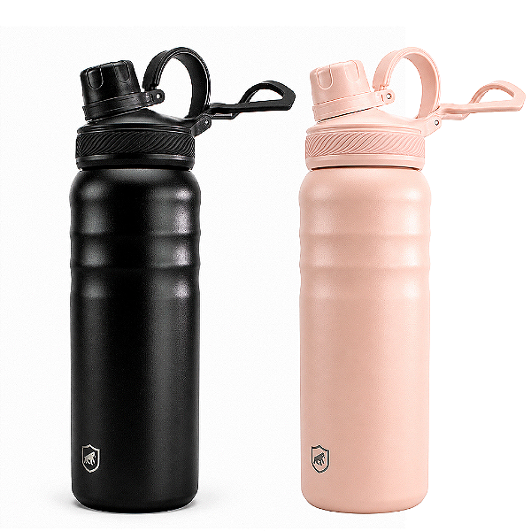 Garrafa Térmica Aço inoxidável de Parede Dupla 700ml, Quente ou Frio, Antivazamento com Alça de Silicone - Rosa/Preta - Armor - Gshield