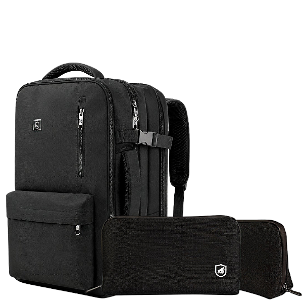 Kit Mochila Bolsa de Viagem 33L Symetric + Necessaire Organizadora Discovery - Gshield