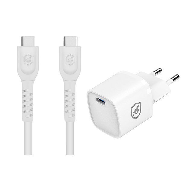 Kit Cabo Dual Shock Tipo C/Type C 2M + Carregador Turbo Gan Ultra Slim Tipo-C 20W - Gshield