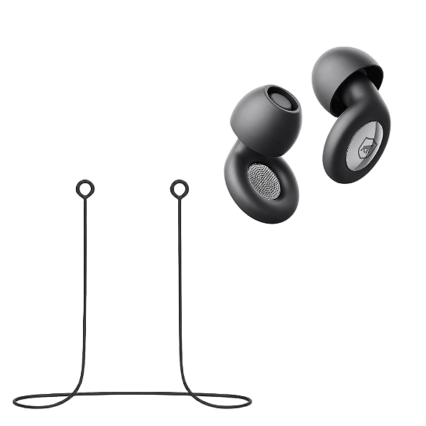 Kit Cordão Anti-Perda + Tampões de Ouvido Earplugs Shield Calm com Tubo Filtro Acústico - Preto - Gshield