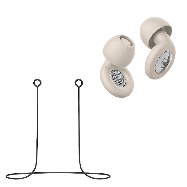 Kit Cordão Anti-Perda + Tampões de Ouvido Earplugs Shield Calm com Tubo Filtro Acústico - Bege - Gshield