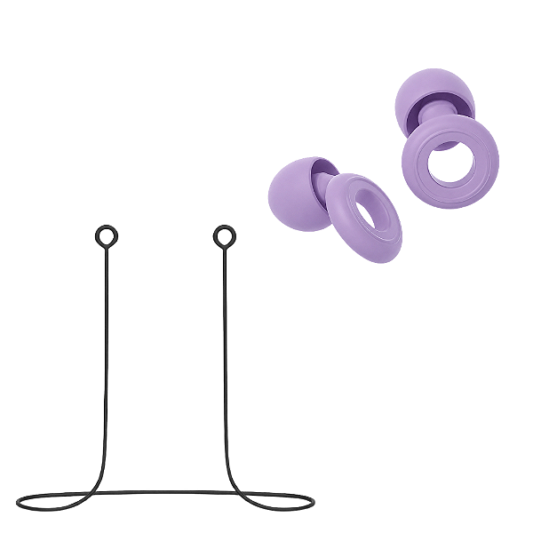 Kit Cordão Anti-Perda + Tampões de Ouvido Earplugs Shieeld Spirit Reutilizável - Lilás - Gshield