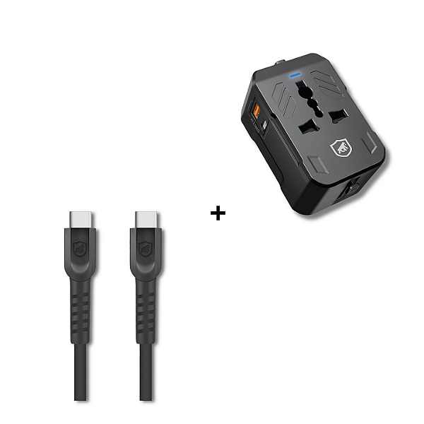 Kit Carregador Universal Turbo Power Delivery + Cabo Dual Shock Tipo C / Type C 1.2m - Gshield