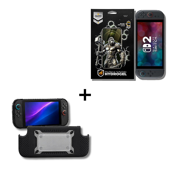 Kit Capa Armex Anti-impacto e Case Magnética Removível para SSD + Película Hydrogel Gamer Fosca para Nintendo Switch 2 - Gshield