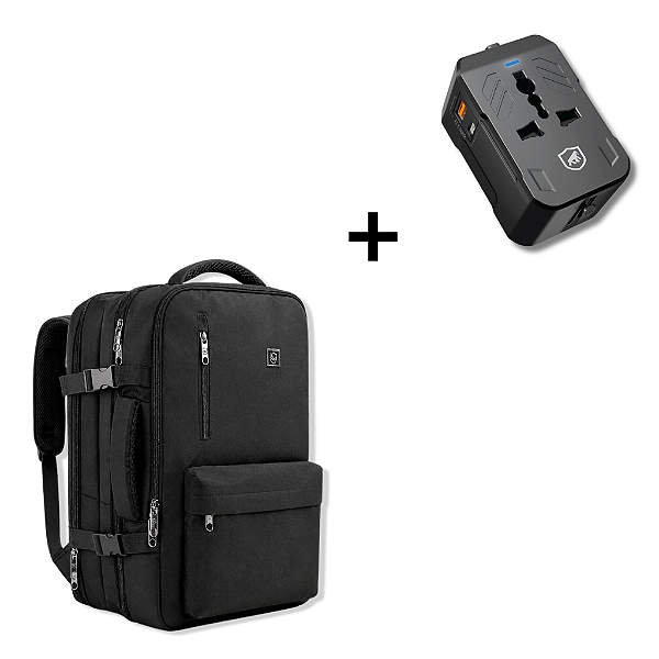 Kit Mochila Symetric Impermeável 33L Notebook 17" + Carregador Turbo PD - Gshield