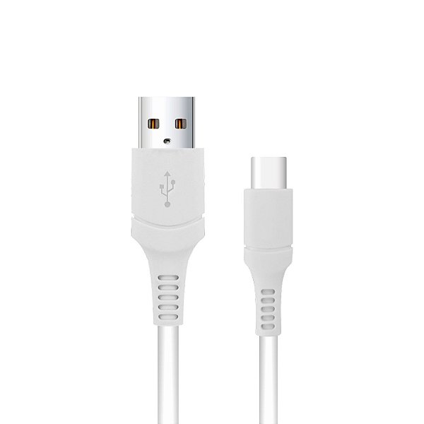 Cabo Easy USB-A / Tipo-C 1 Metro, PVC Reforçado, Carregamento Rápido 18W 3A e Transferência de Dados 480 Mbps, Branco – Gshield