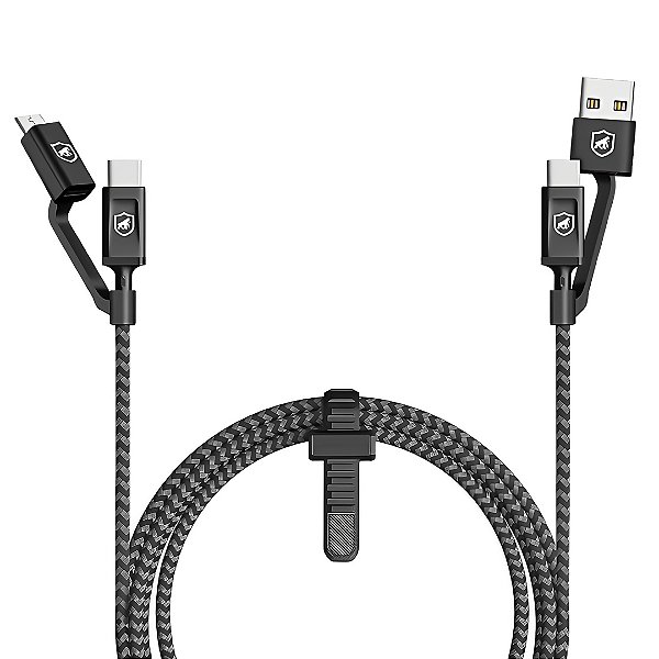Cabo Defender 4 em 1 - Gshield - Micro USB V8 - Type C / Tipo C / USB