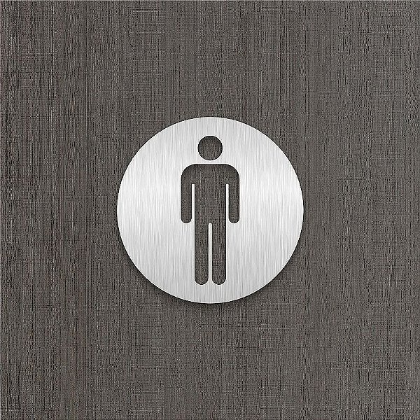 Placa Vazada Indicativa Banheiro Masculino em Aço Inox Escovado