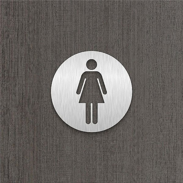 Placa Vazada Indicativa Banheiro Feminino em Aço Inox Escovado