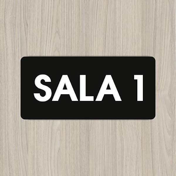 Placa Para Sala em Acrílico Preto Letras em Alto Relevo