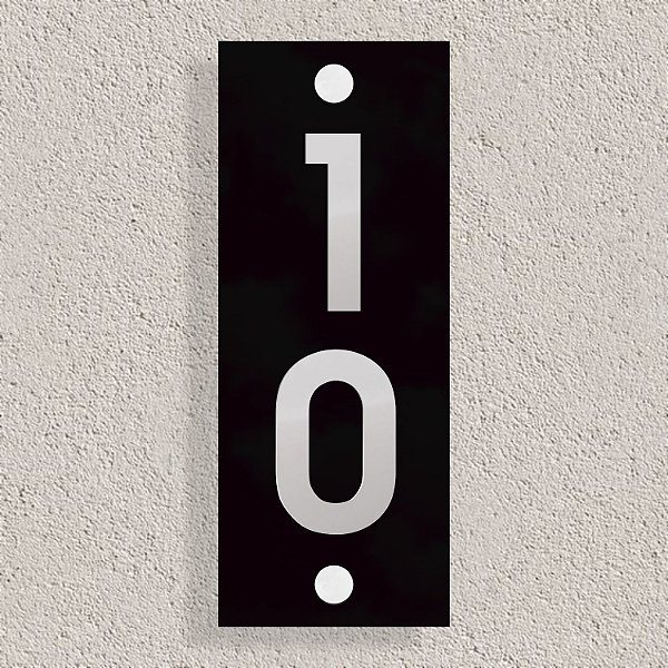 Placa Residencial de Acrílico com 2 Números de Inox - Vertical