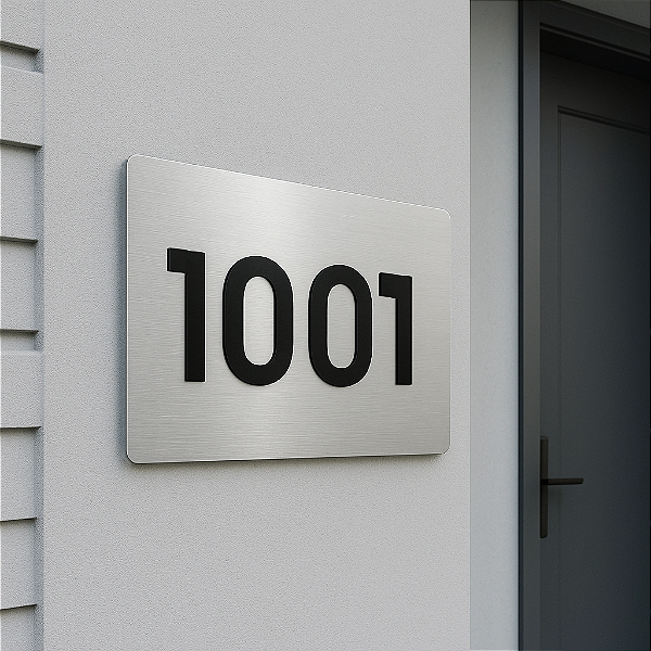 Placa Para Casa Em Aço Inox Escovado Com Números Em Acrílico Tamanho 30x20cm