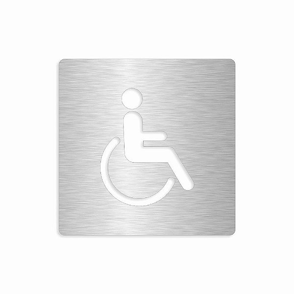Placa Vazada Indicativa Banheiro Masculino Quadrada em Aço Inox Escovado