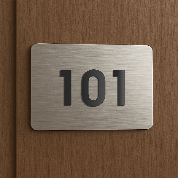 Placa de Aço Inox Escovado para Apartamento com 3 Números