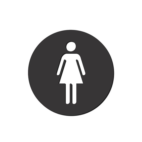 Placa Indicativa De Sinalização Banheiro Feminino Redonda Acrílico