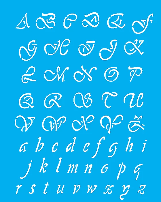 Stencil Alfabeto Manuscrito 1.90Cm - 20x25cm