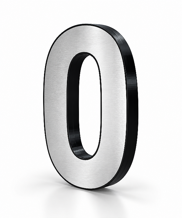 Número 0 Residencial 20cm em Aço Inox 304 Linha Marine