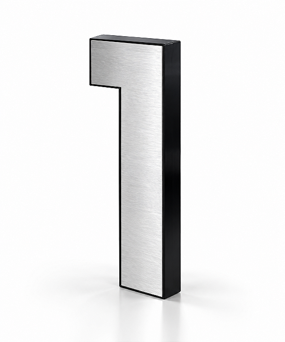 Número 1 Residencial 20cm em Aço Inox 304 Linha Marine