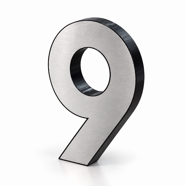 Número 9 Residencial 20cm em Aço Inox 304 Linha Marine