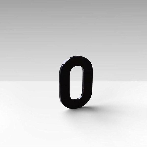 Número "0" de Apartamento em Acrílico Preto 5cm