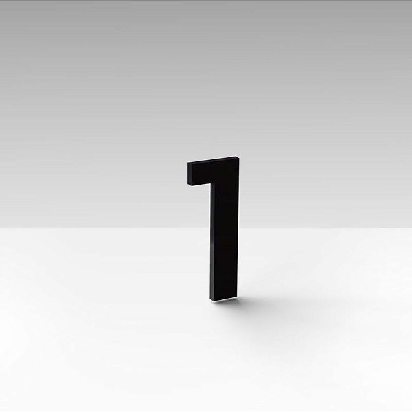 Número "1" de Apartamento em Acrílico Preto 5cm