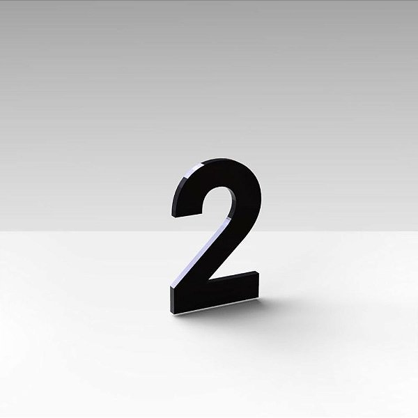 Número "2" de Apartamento em Acrílico Preto 5cm