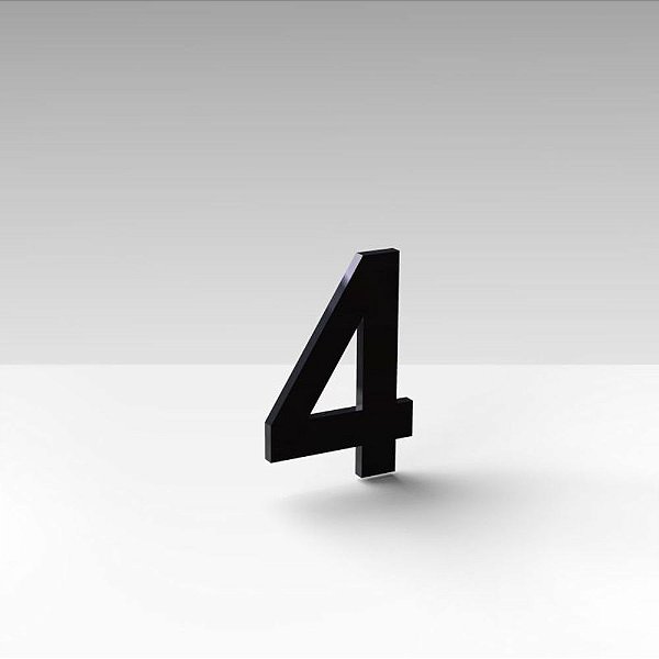 Número "4" de Apartamento em Acrílico Preto 5cm