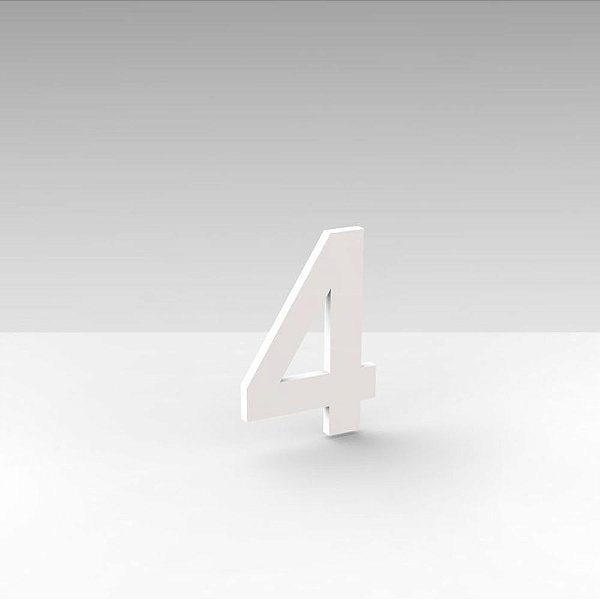 Número "4" de Apartamento em Acrílico Branco 5cm