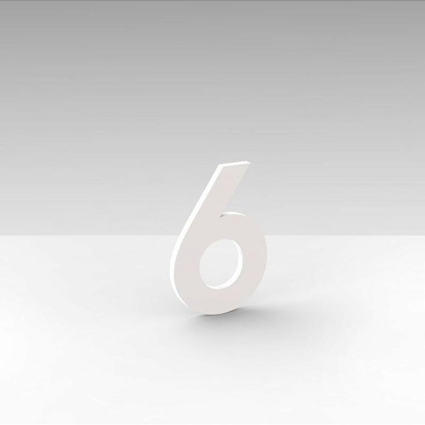 Número "6" de Apartamento em Acrílico Branco 5cm