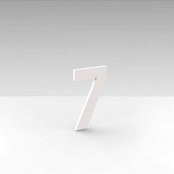 Número "7" de Apartamento em Acrílico Branco 5cm