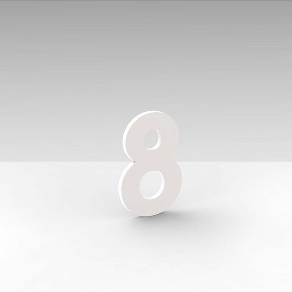 Número "8" de Apartamento em Acrílico Branco 5cm