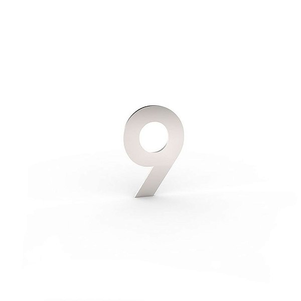 Número "9" de Apartamento em Inox Polido 5cm