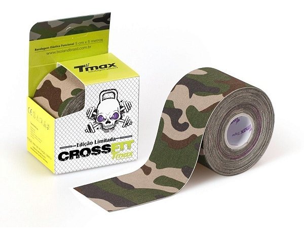Kinésio Tmax Verde Camuflado Bandagem Elástica 5 Cm X 5m