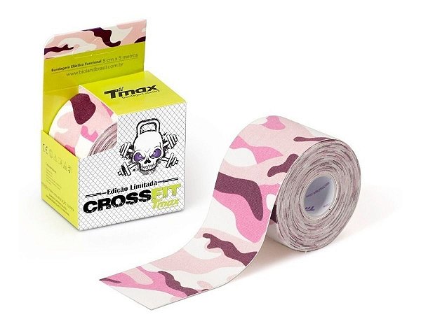 Kinésio Tmax Rosa Camuflado Bandagem Elástica 5 Cm X 5m