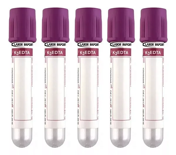 Tubo Coleta Vácuo Plástico Edta K3 4ml Hemograma 100 unidades - Labor Import