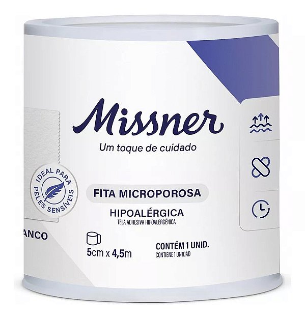 Fita Microporosa Hipoalérgica Missner Branca 5cmx4,5m
