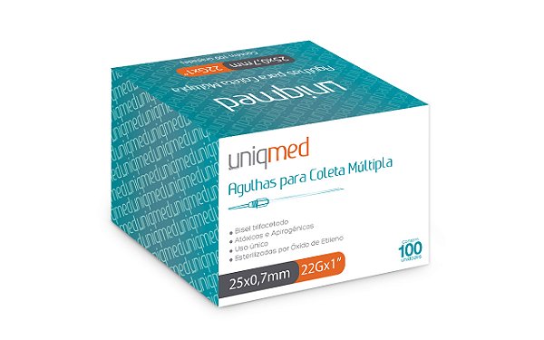 Agulha para Coleta de Sangue a Vácuo caixa com 100 unidades - Uniqmed