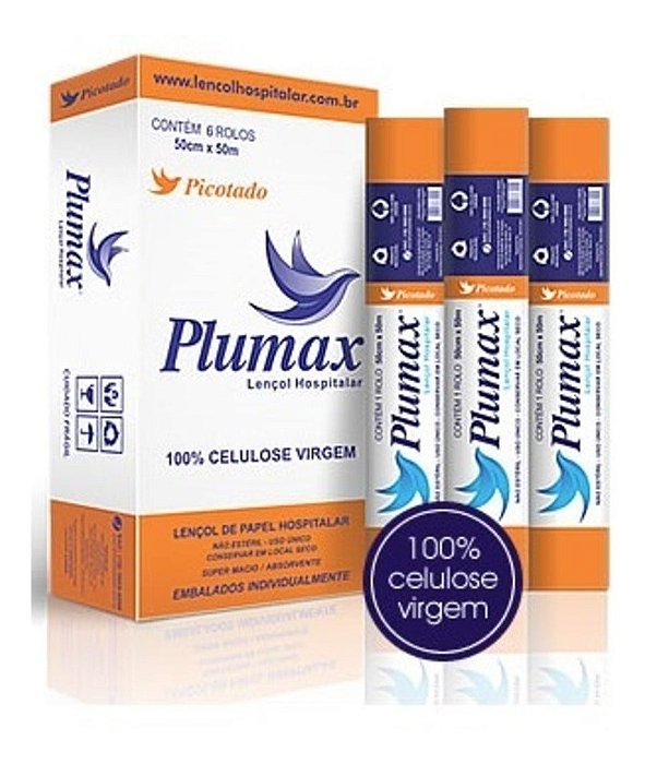 Lençol Hospitalar Picotado 100% celulose caixa com 6 rolos - Plumax
