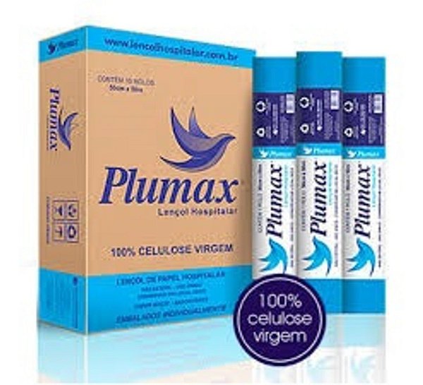 Lençol Hospitalar 100% celulose virgem caixa com 10 rolos - Plumax