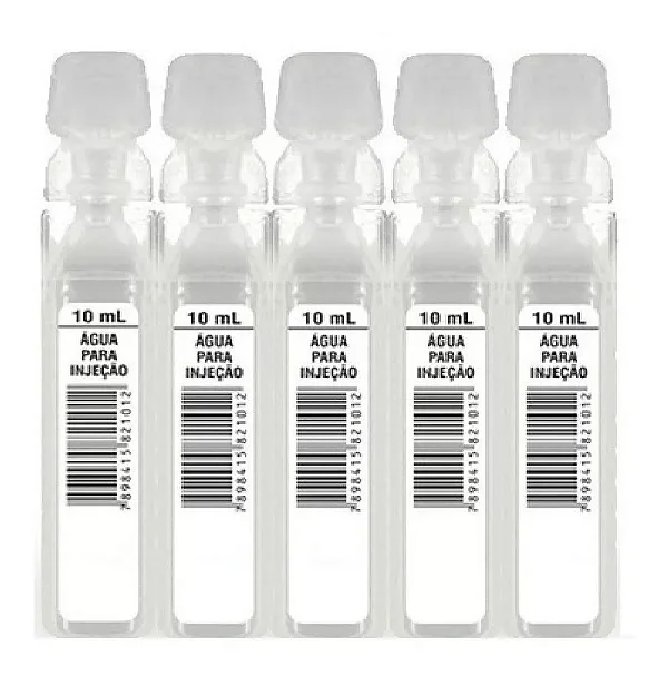Água Para Injeção Estéril Ampola Flaconete 10 Ml Kit 100 Und - Samtec