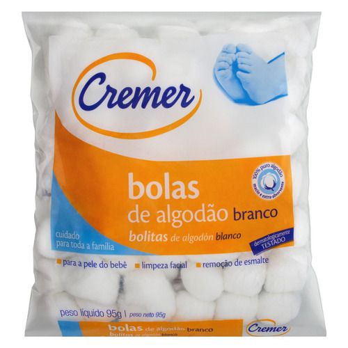 Algodão Bola Hidrófilo Cremer 95 Gramas