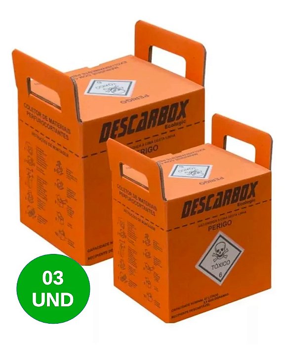 Coletor Material Químico Perfurocortante Descarbox - 03 unidades