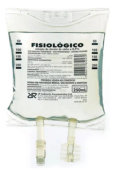 Soro Intravenoso Fisiológico 0,9% Estéril Bag 250 ml - JP