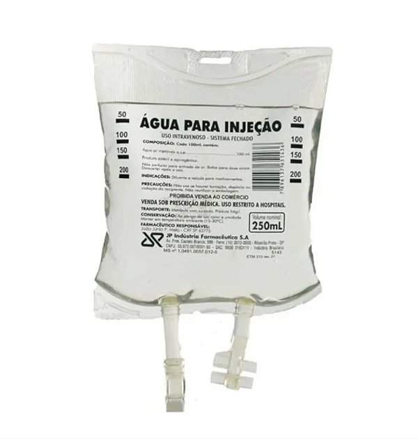 Água Para Injeção Estéril Uso Intravenoso Bag 250 Ml 2 Und - JP