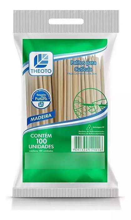 Palito para Cutícula Theoto pacote com 100 unidades